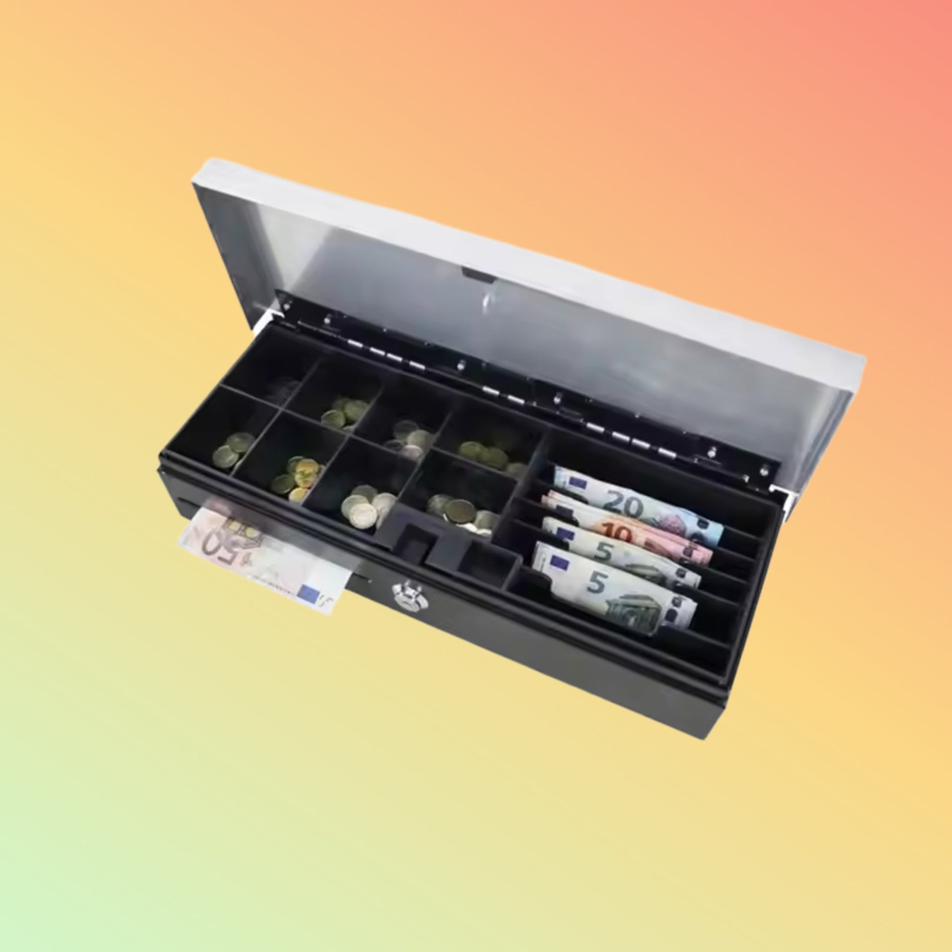 MAKEN Portable Money Box Flip Top Cash Drawer FT - 460 with stainless steel top - NEOTECH
