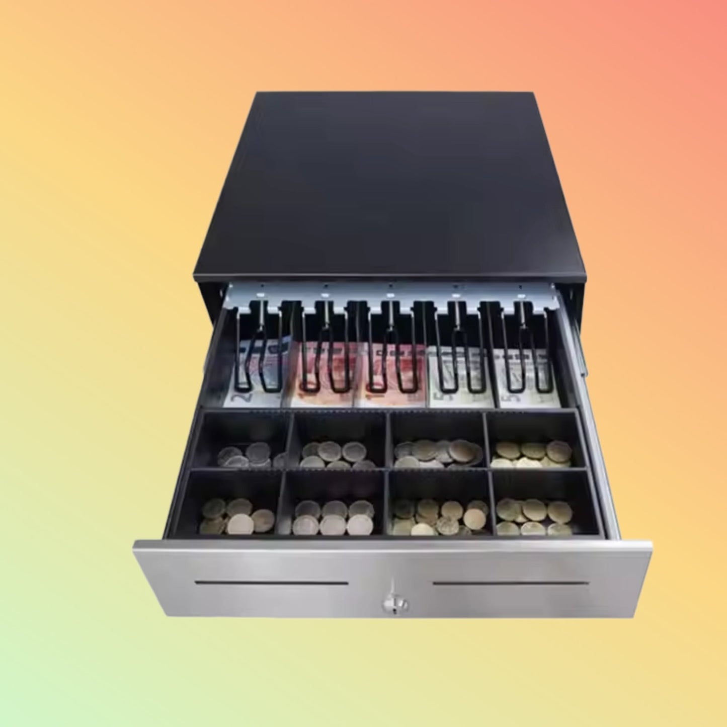 MAKEN SK - 410 Heavy - Duty 4 Bill 8 Coins Metal Electronic Portable Cash Drawer With Key Locked For Supermarket - NEOTECH