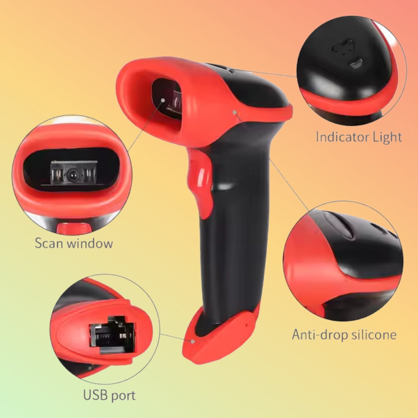 MiNJCODE MJ2816 Handheld 1D CCD Wired Barcode Scanner Code Reader - NEOTECH