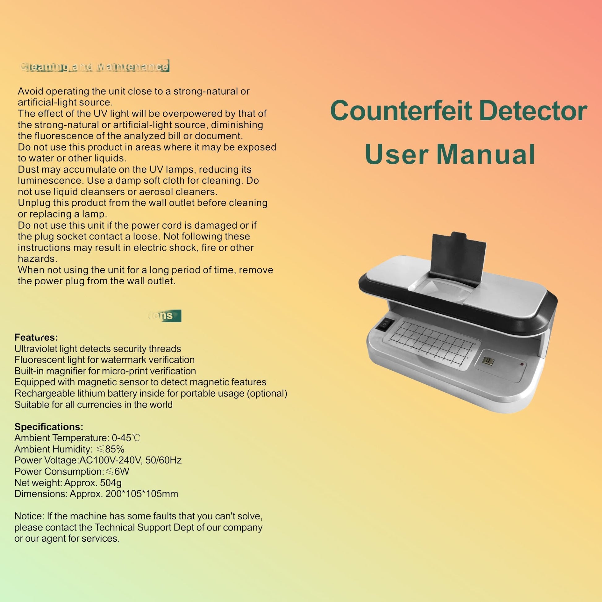 MM - D200 UV LED Money Detector Machine - NEOTECH