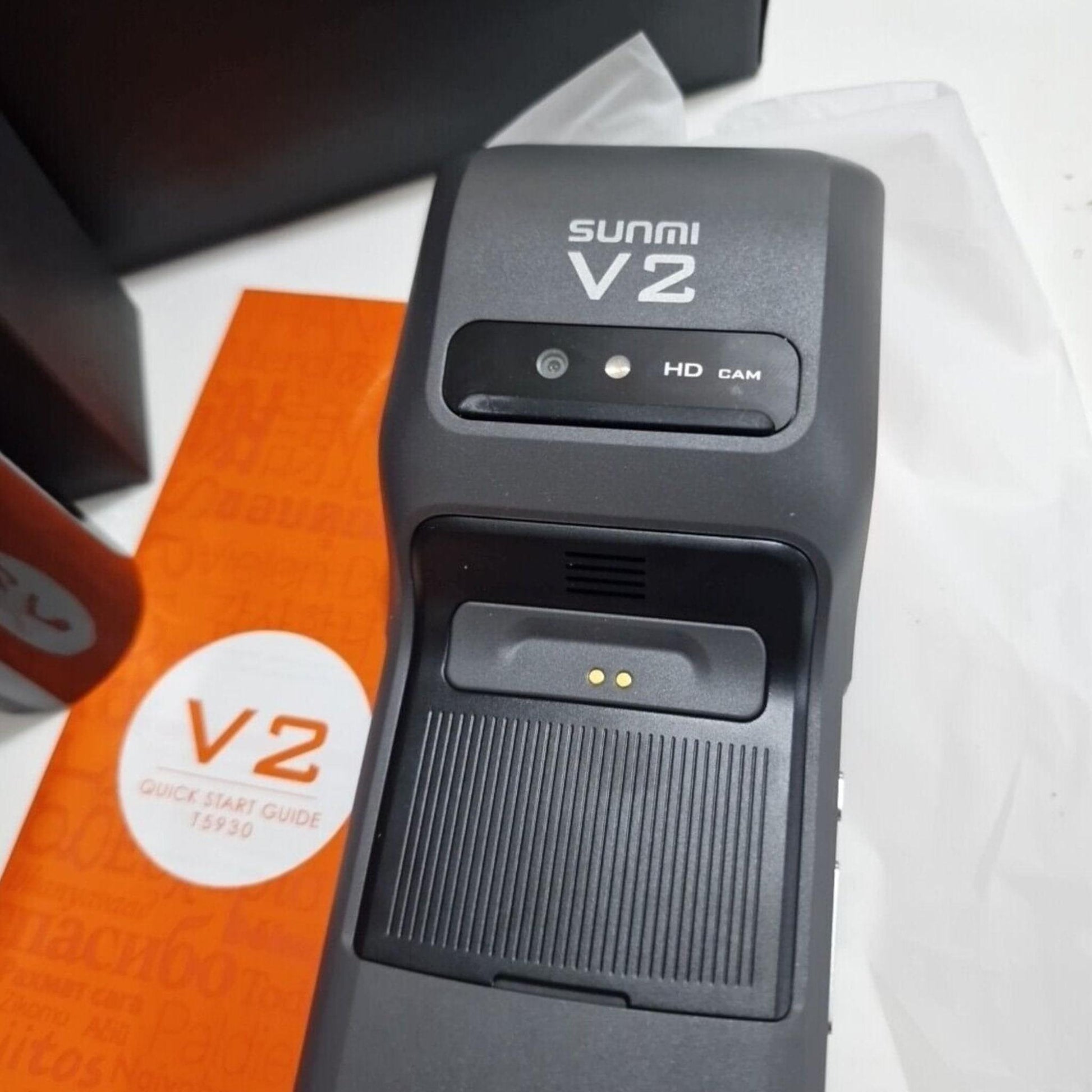 Portable Sunmi V2 POS terminal with barcode scanner