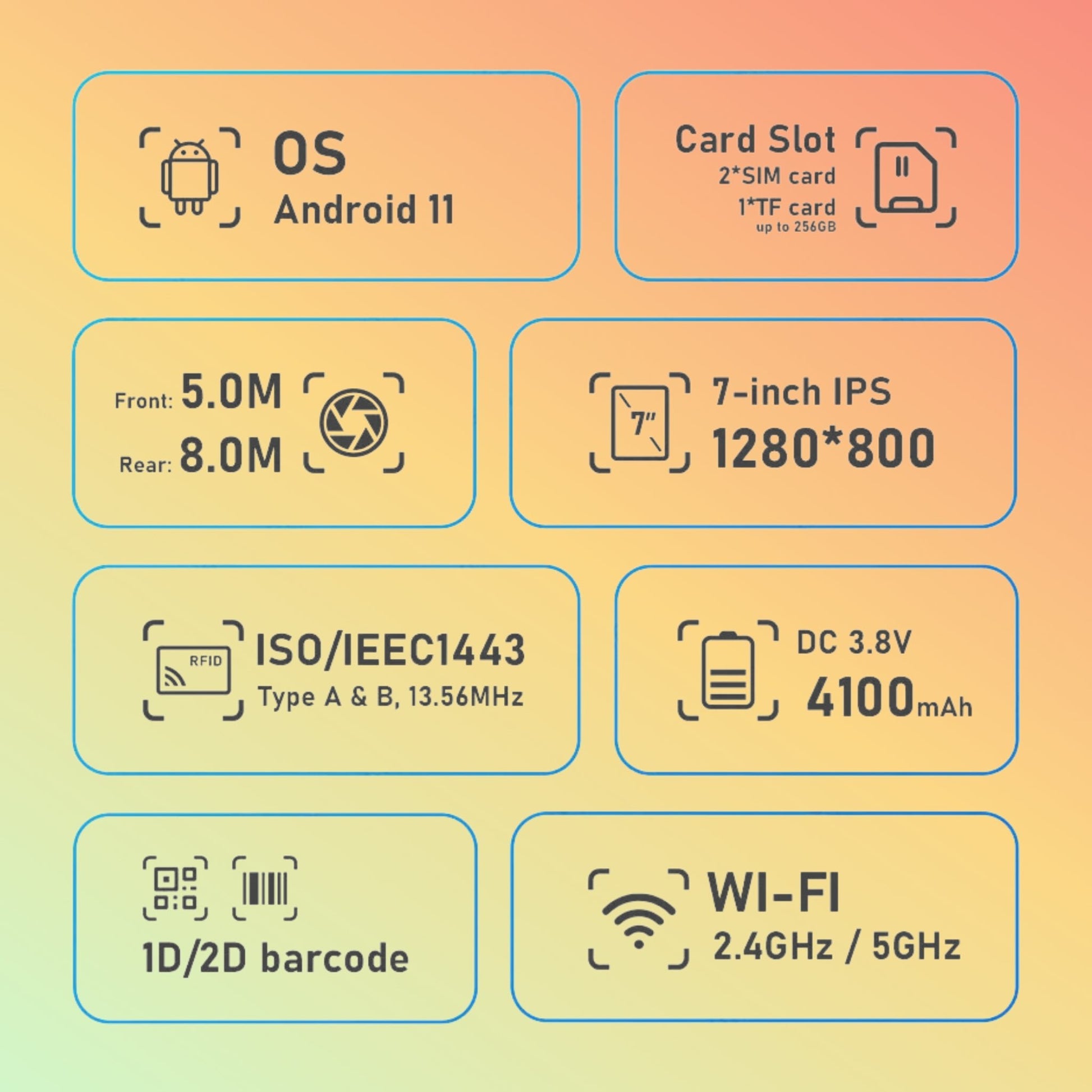 NEO FP07 Biometric 7" Tablet | RFID & Fingerprint - NEOTECH