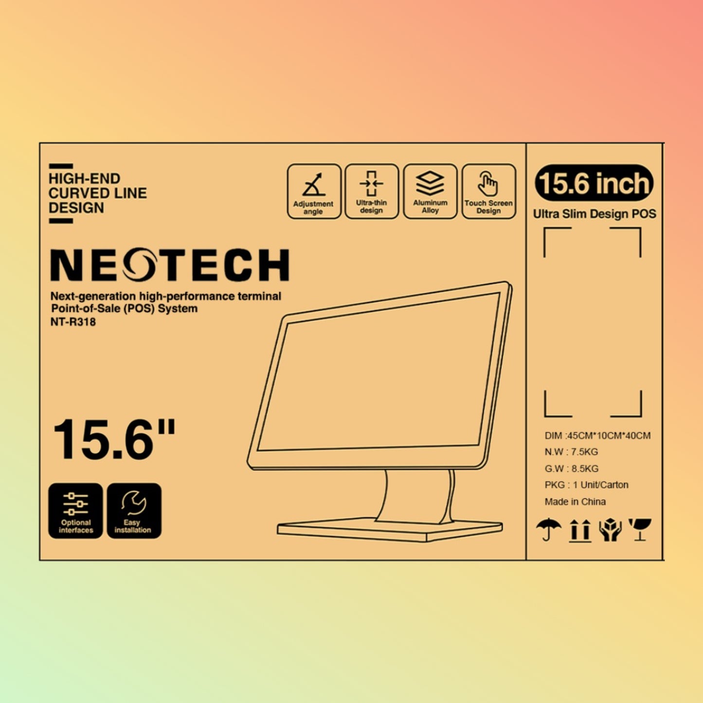 NEOTECH NT-R318 (WING) rear view with ventilation and I/O