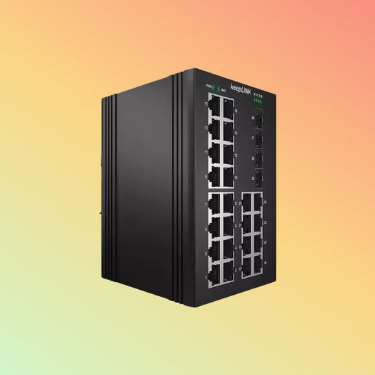 Network Switches 24 Port Ethernet 4 Port SFP Full Gigabit Layer 2 Industrial Ethernet DC Managed DIN - rail Switch Security System - NEOTECH