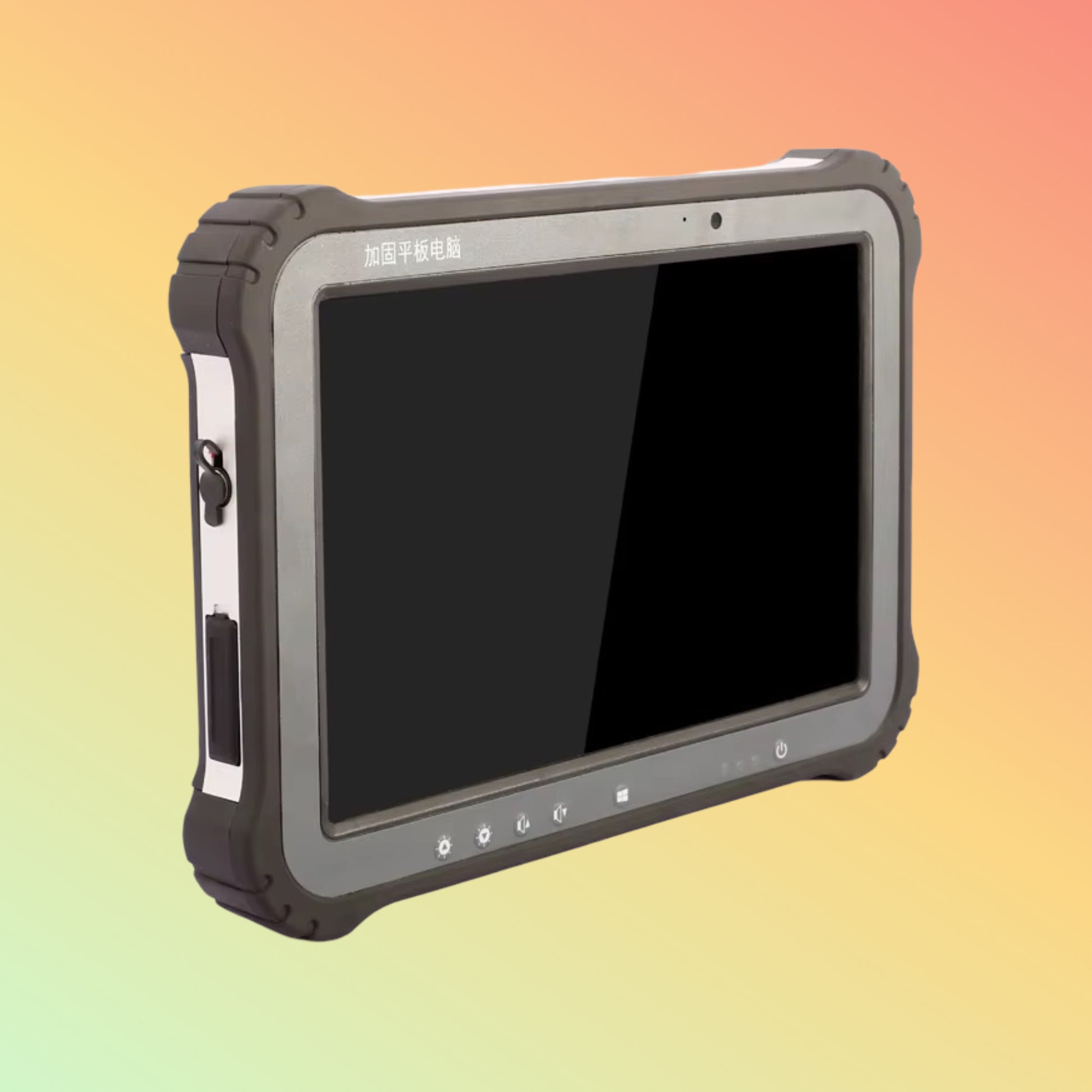 Tablet with USB, Ethernet, and RS232 Ports Highlighted
