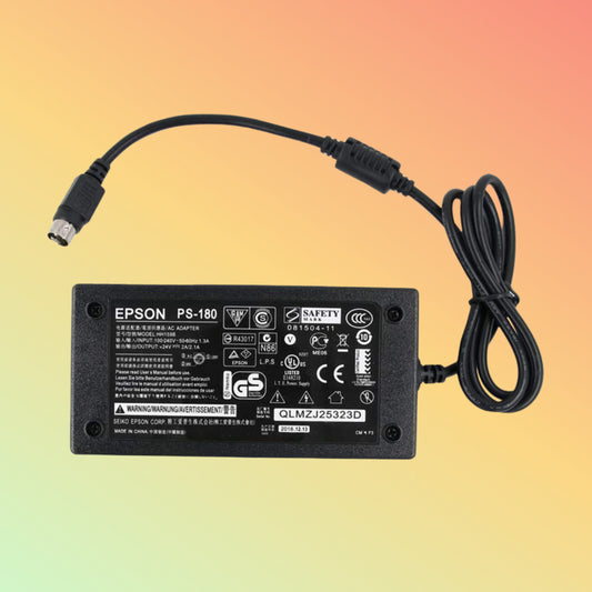 Epson power supply adapter on a gradient background