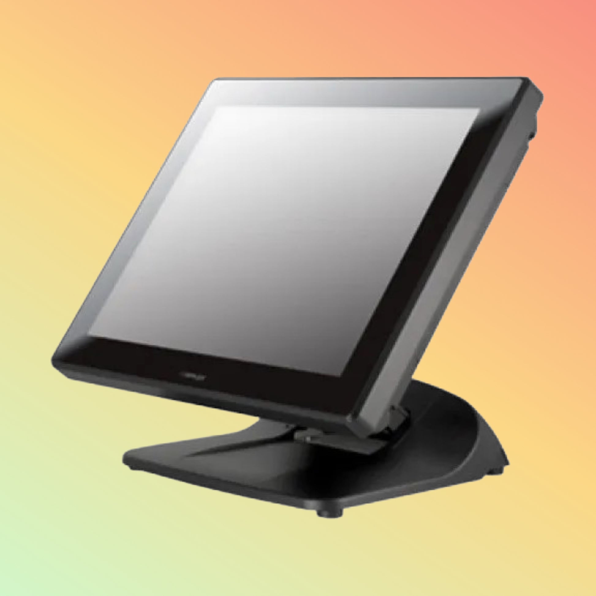 Black POS (Point of Sale) terminal on a gradient background
