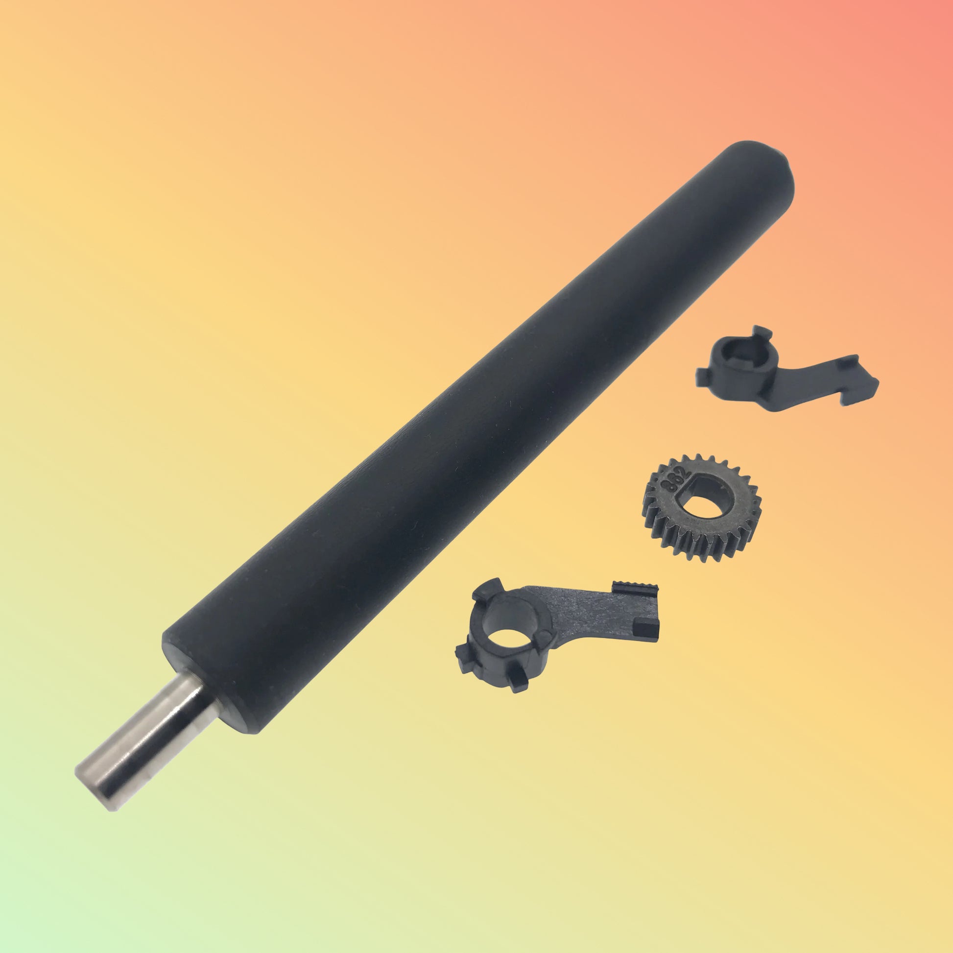 Black mechanical components on a gradient background