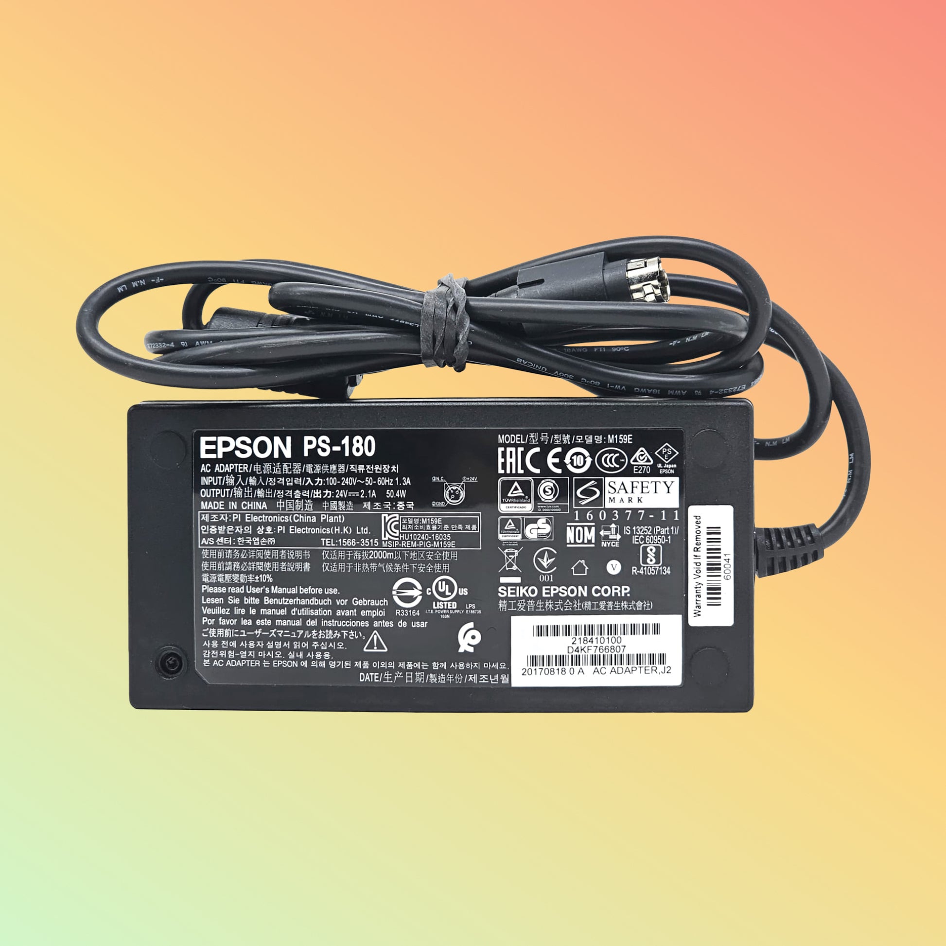 Epson PS-180 power adapter on a gradient background