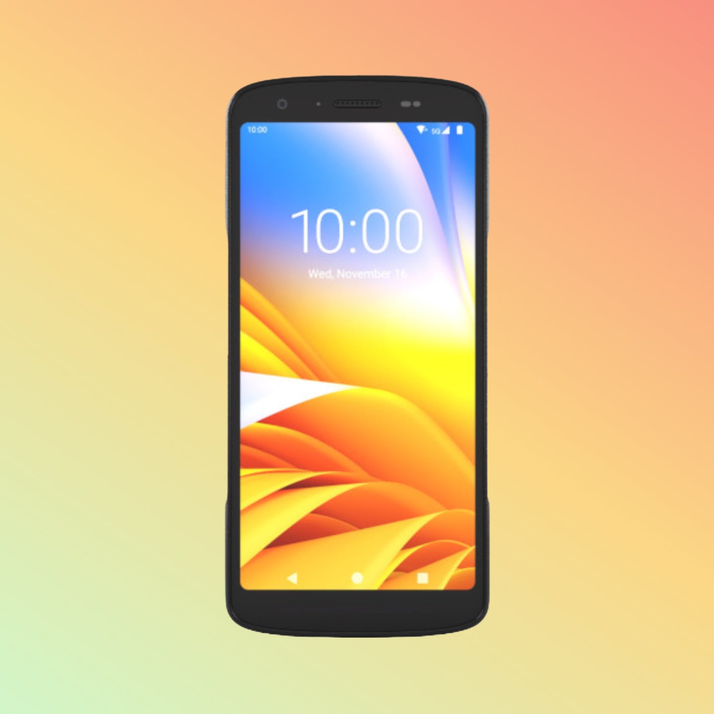 Smartphone with a colorful display on a gradient background