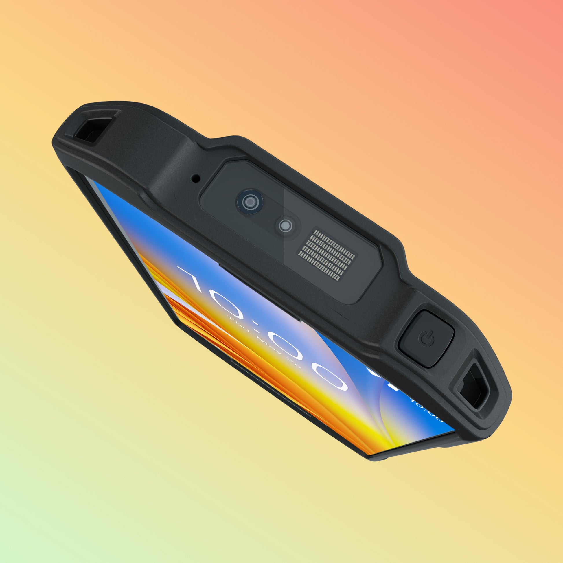 Black phone case on a smartphone with a gradient background
