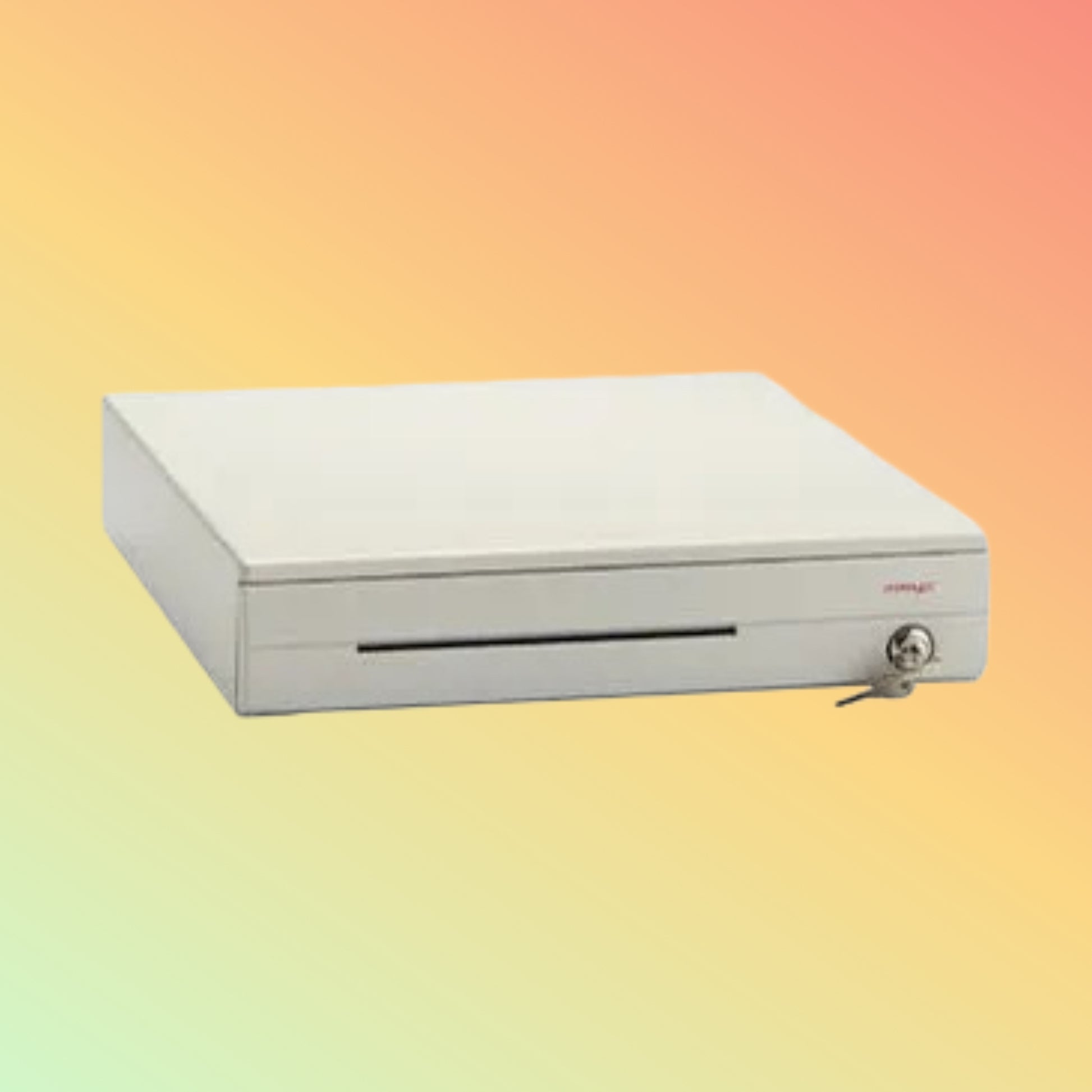 White cash register on a gradient background