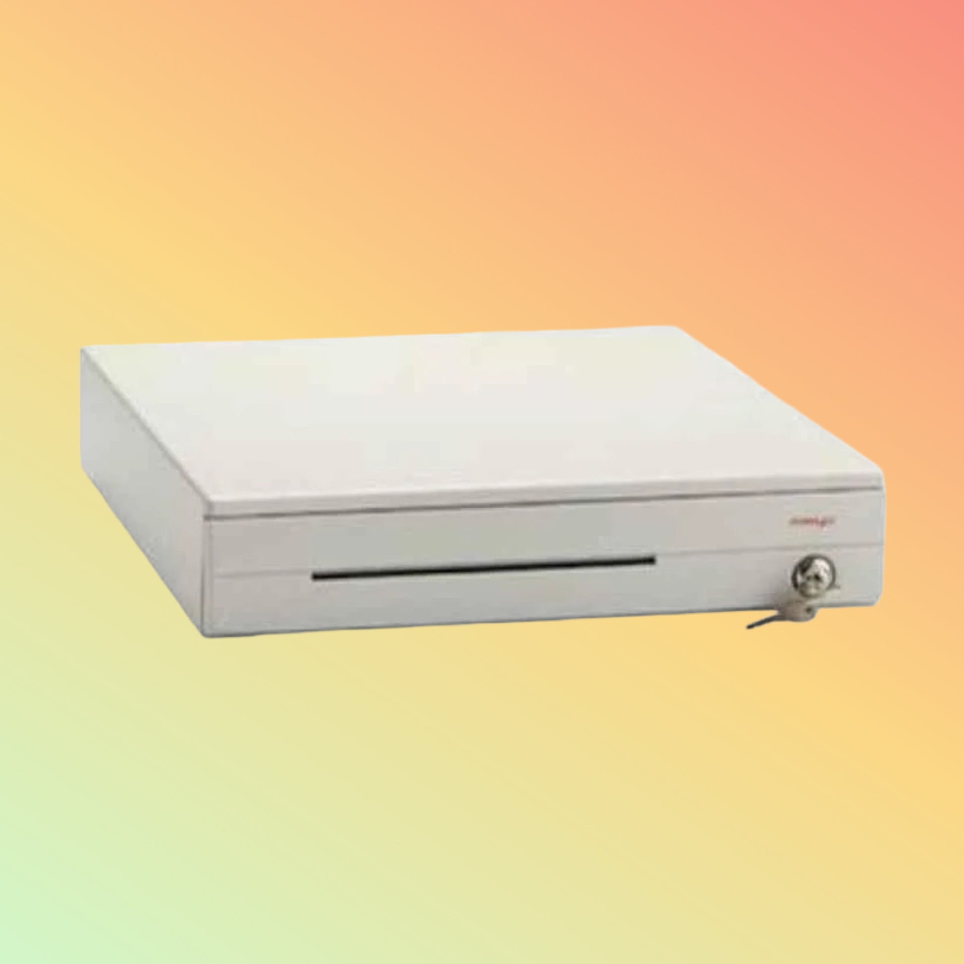 White cash register on a gradient background