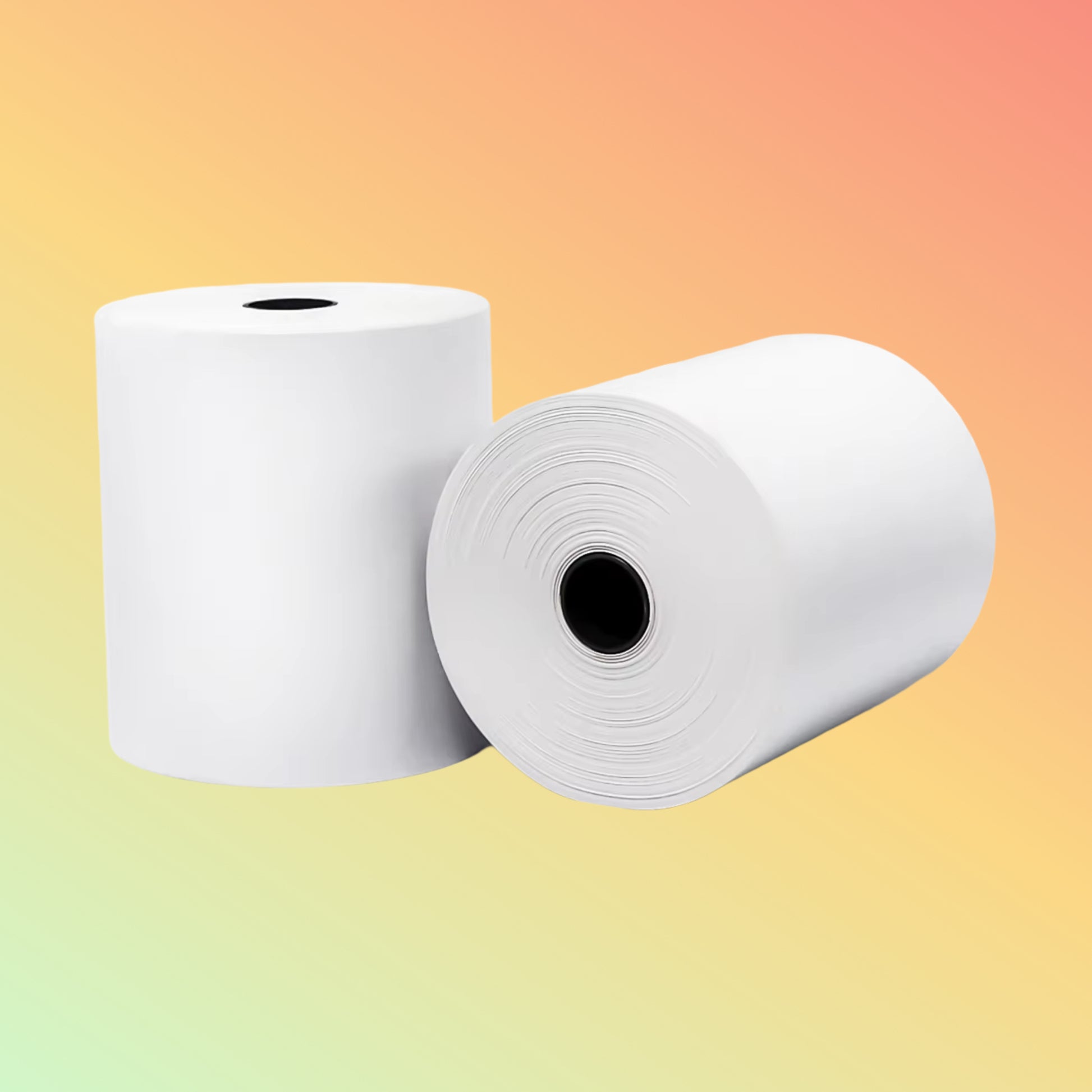 कस्टम थर्मल पेपर रोल 80x80 65gsm कैश रजिस्टर रसीद 80x70 Pos प्रिंटर के लिए कोरलेस थर्मल पेपर