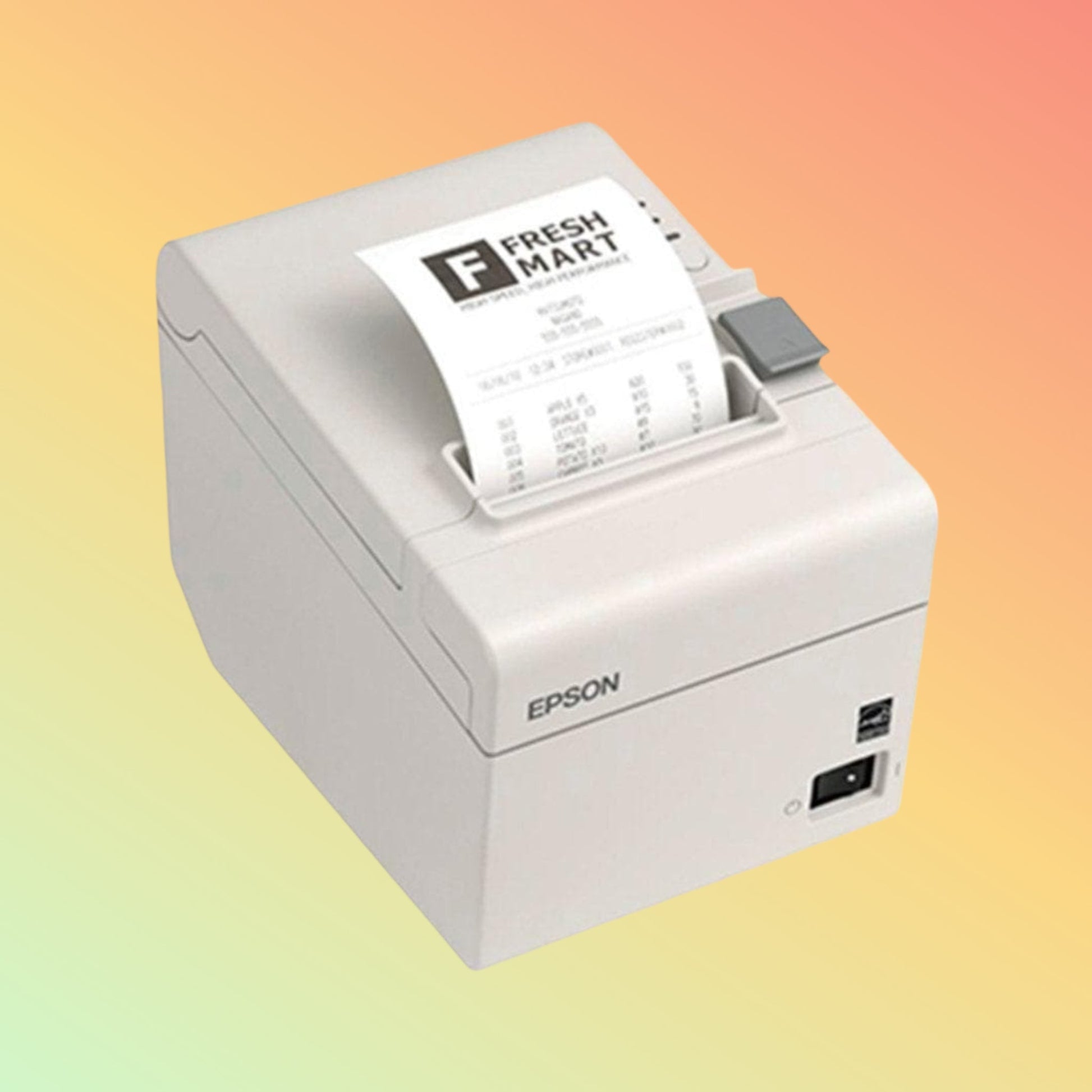 Alt="Streamlined white Epson T20III thermal printer, ideal for businesses seeking a stylish, high-performance solution."