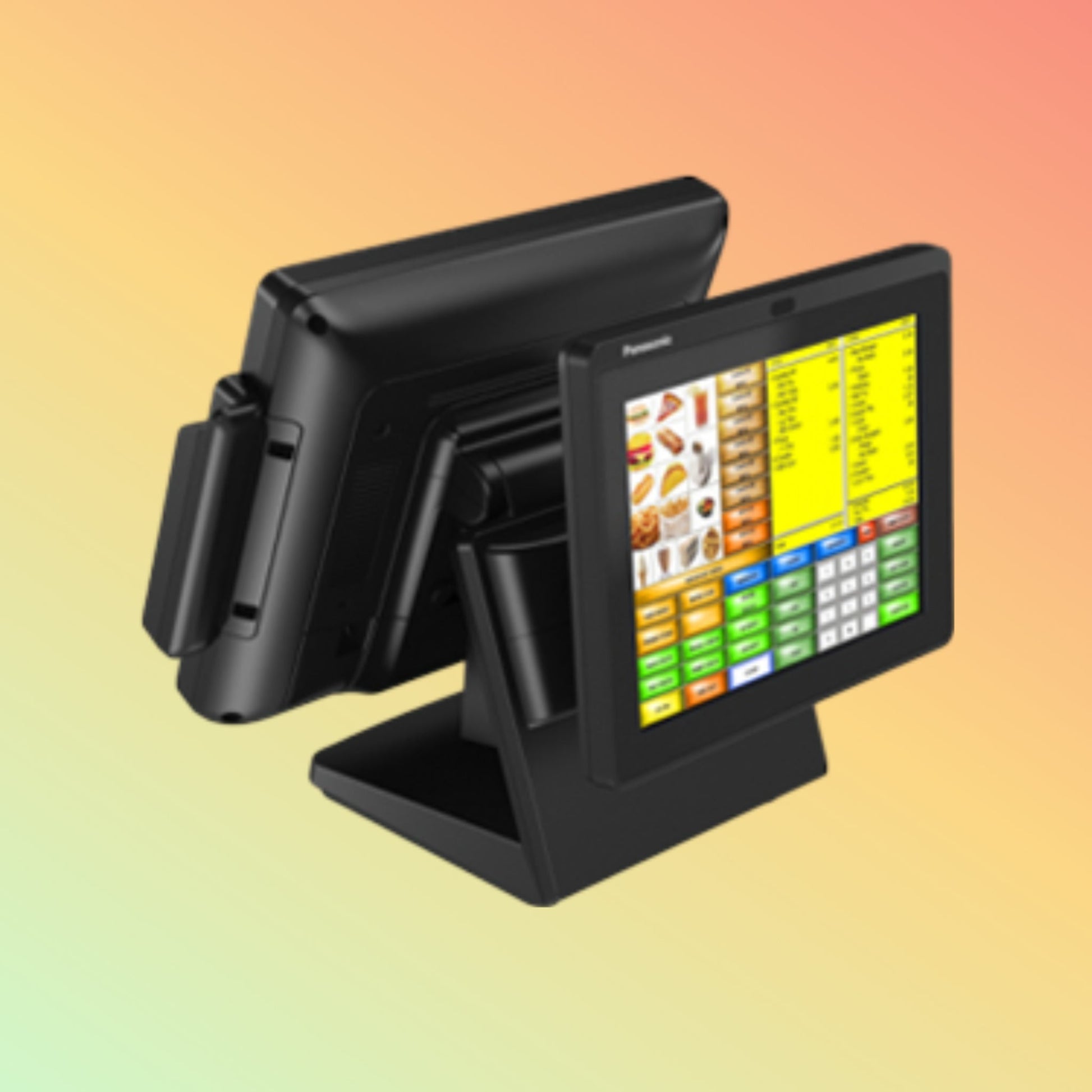 Alt="Panasonic POS terminal showcasing its advanced interface and compact design for efficient checkout."