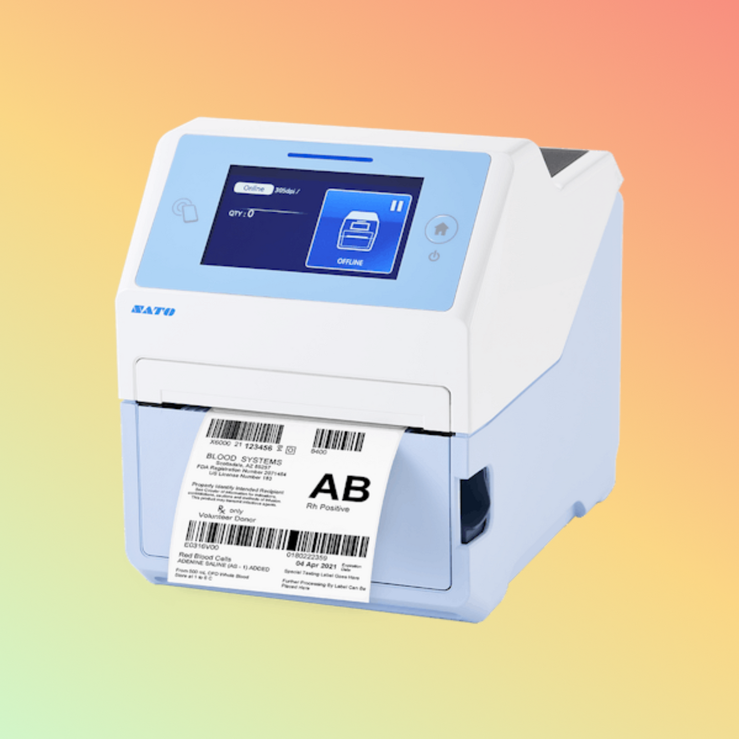 alt="Compact SATO America CT4-LX-HC desktop thermal printers designed for healthcare use, featuring direct thermal technology, multiple connectivity options, and robust construction."