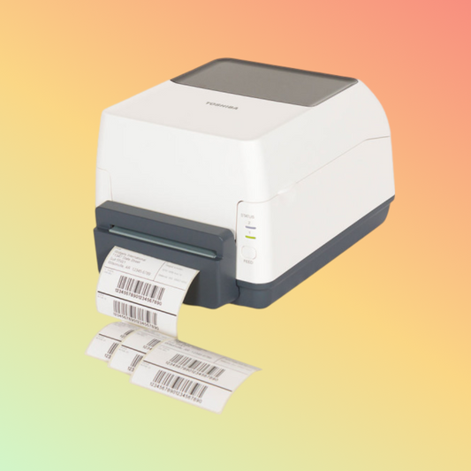 alt="TOSHIBA B-FV4T desktop label printer for efficient and high-quality label production"