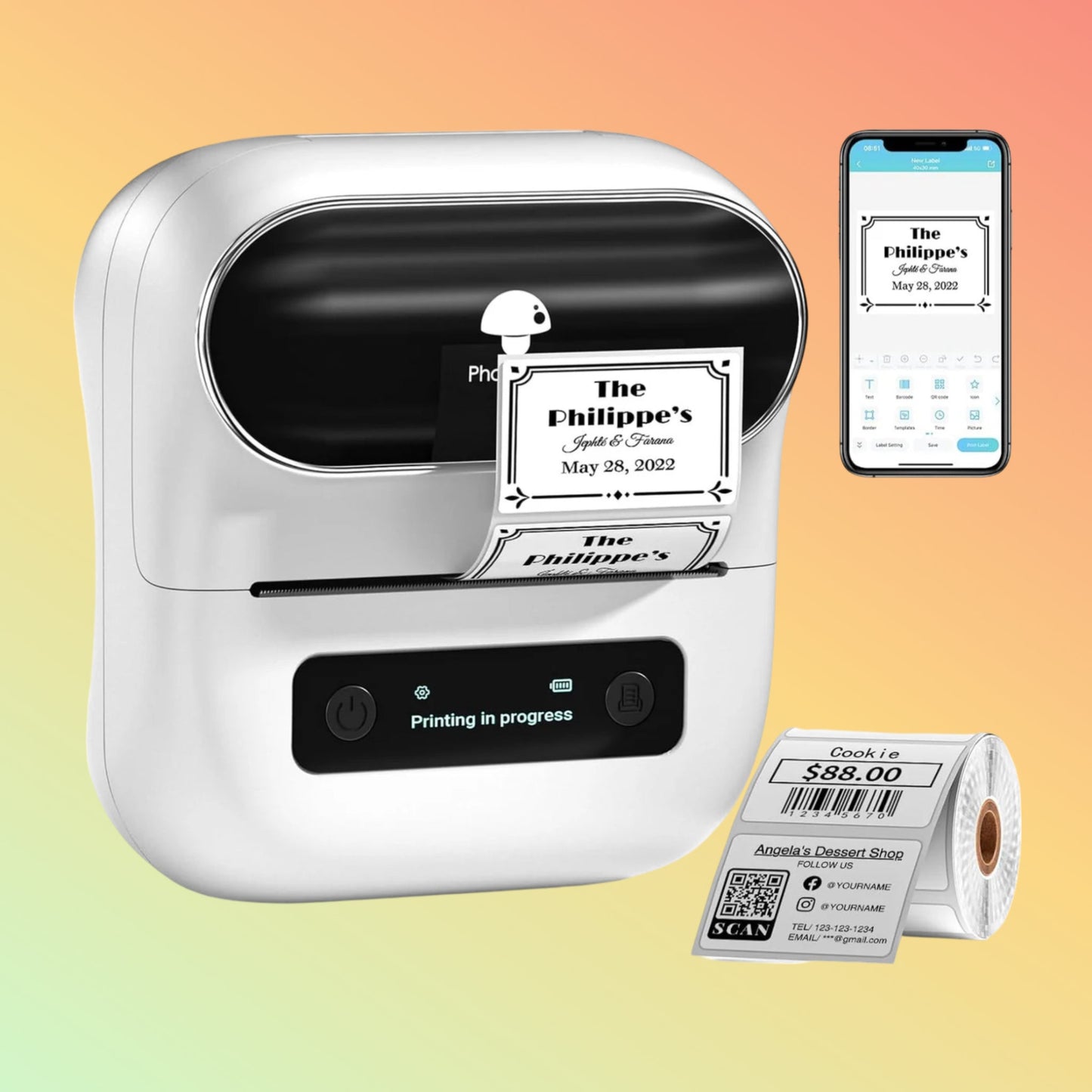 Phomemo M220 Label Maker Bluetooth Thermal Label Printer