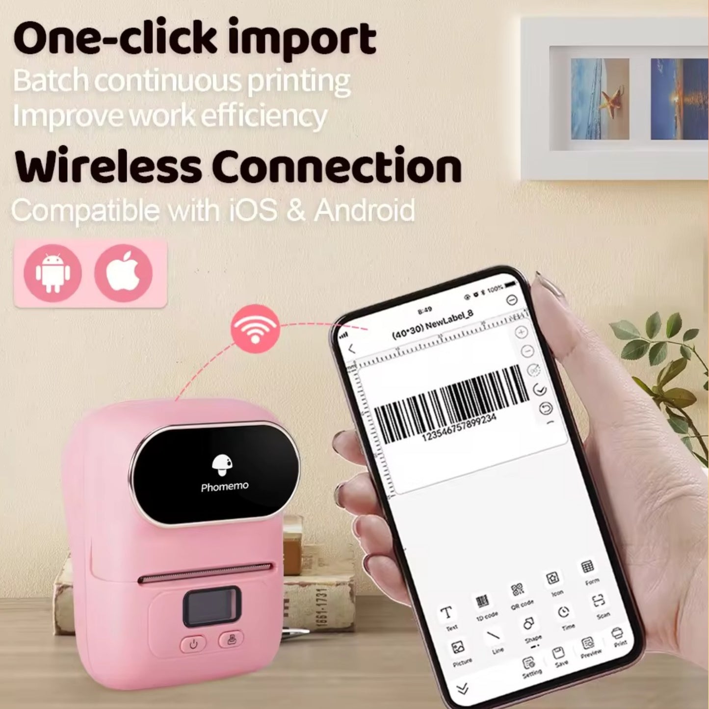 Phomemo M110 Portable Label Printer - Bluetooth & USB Barcode Label Maker