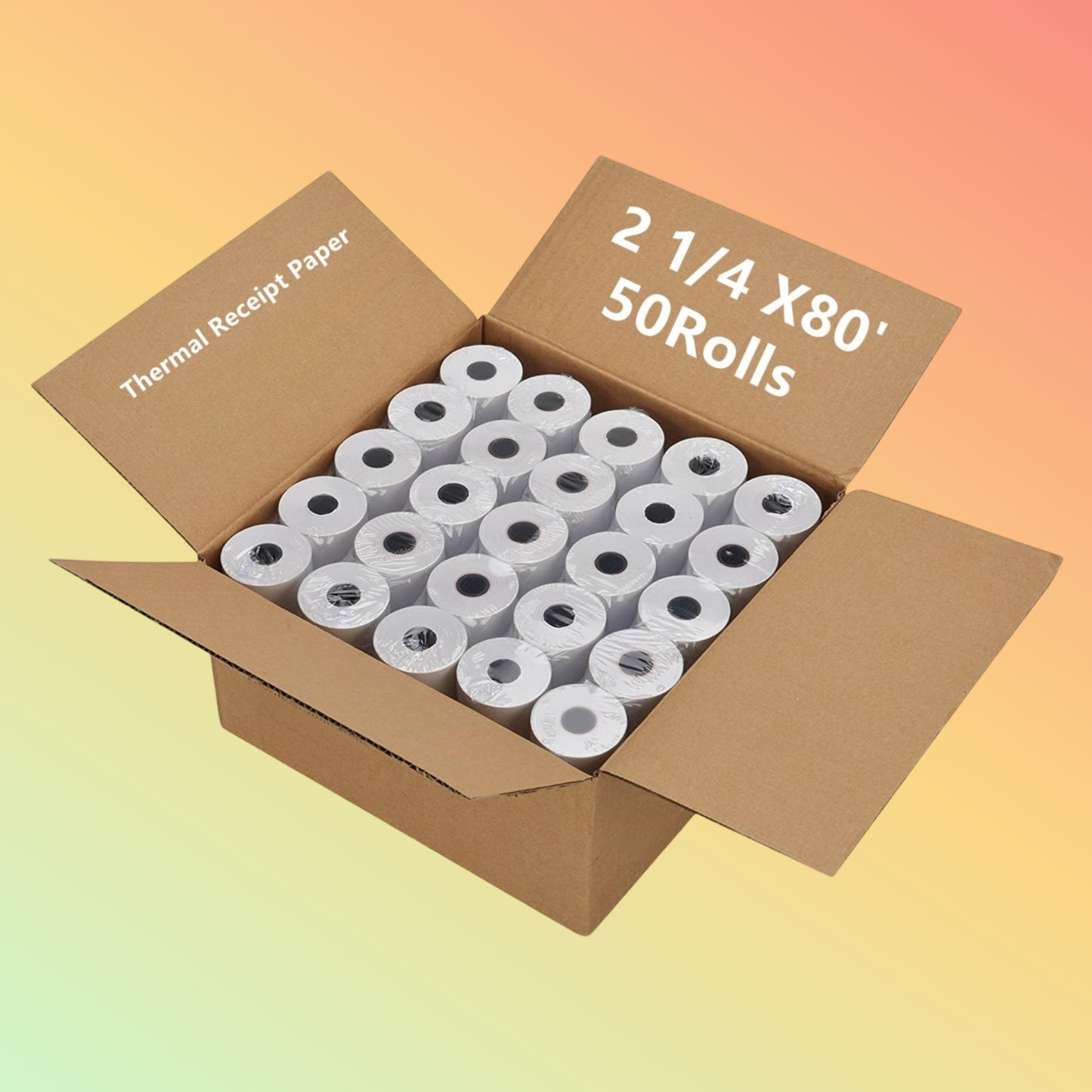 80x80mm Thermal Roll Paper: 50 Rolls for POS Systems
