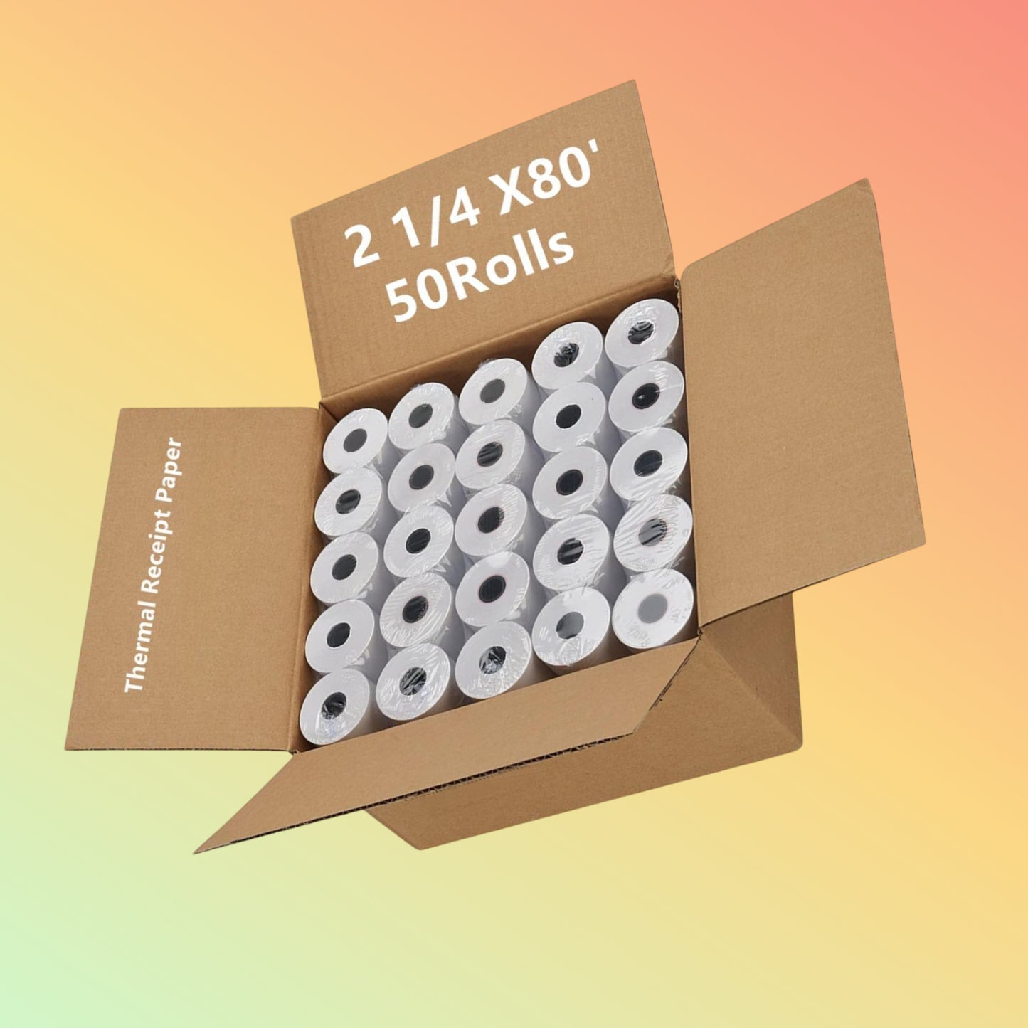 80x80mm Thermal Roll Paper: 50 Rolls for POS Systems