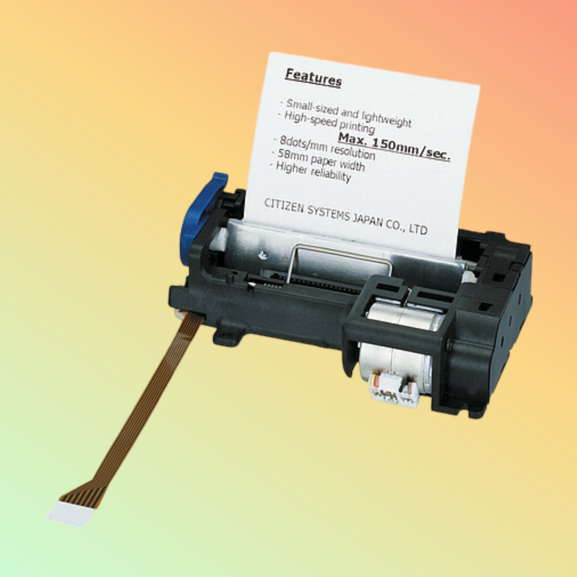 Citizen LT-2220 printing on 58mm paper, demonstrating high-speed performance.