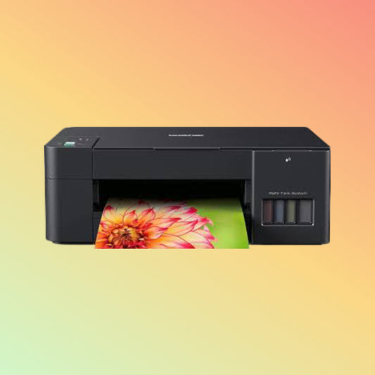 "Close-up of Brother DCP-T220 control panel with user-friendly interface."