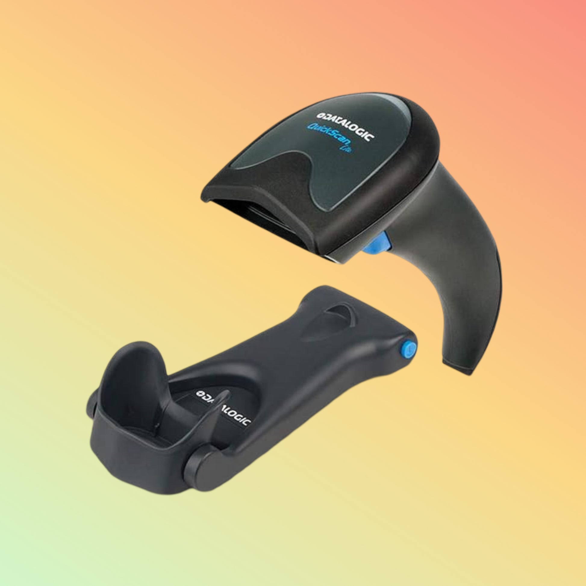 "Close-up of the Datalogic QW2120 Barcode Scanner showcasing its compact and lightweight design."