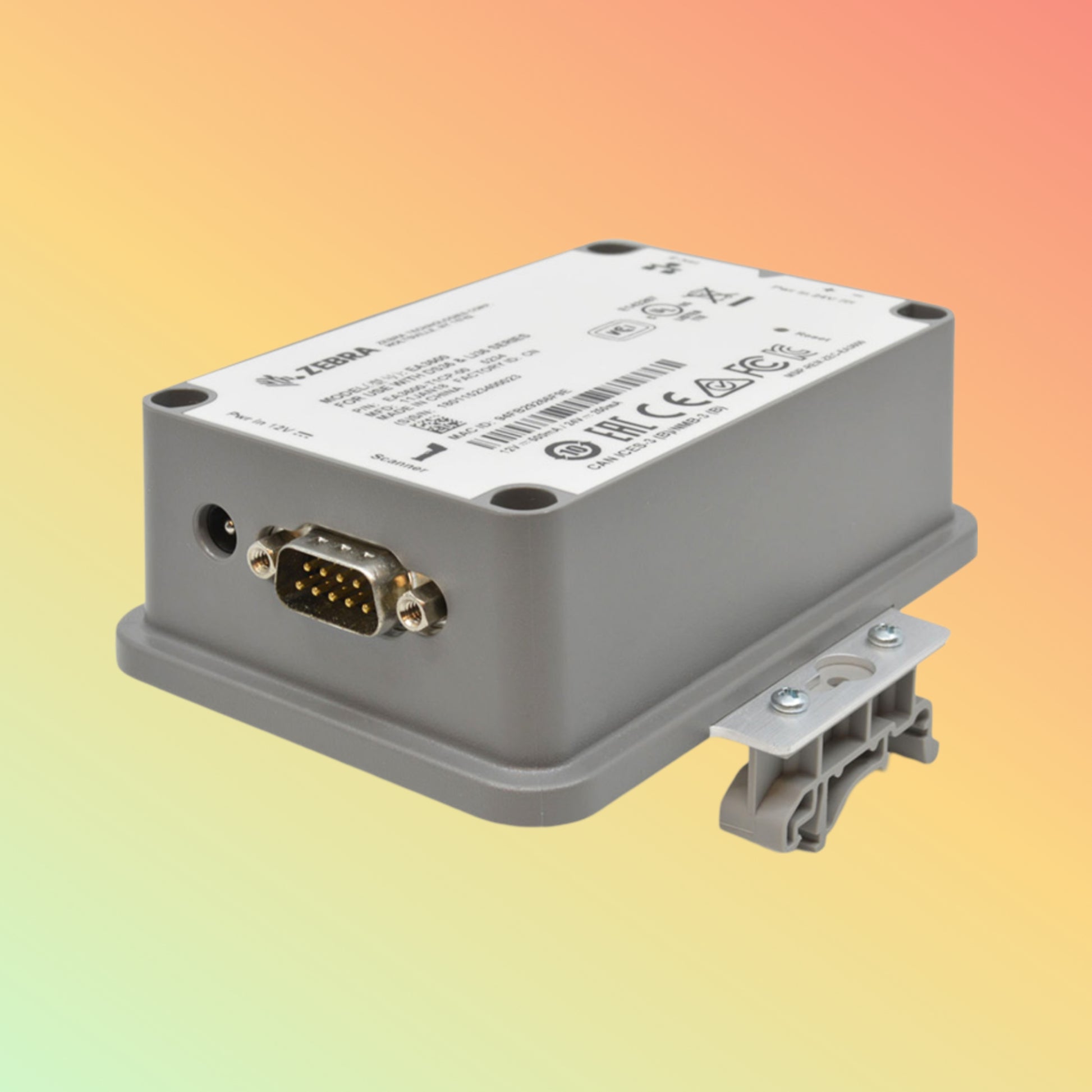 Adapter in Use: Zebra EA3600 Ethernet Adapter connected to a Zebra scanner.