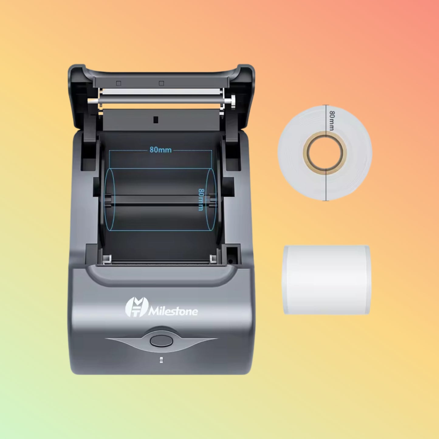 Compact Design: Space-saving design of the Postech PT-R8033 BT printer.