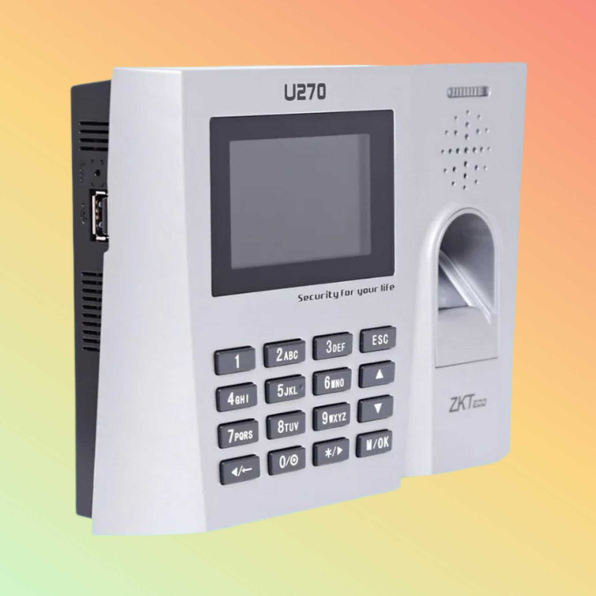 ZKTeco U270 Connectivity: Visual of the device’s ports and connectivity options, including USB and TCP/IP.