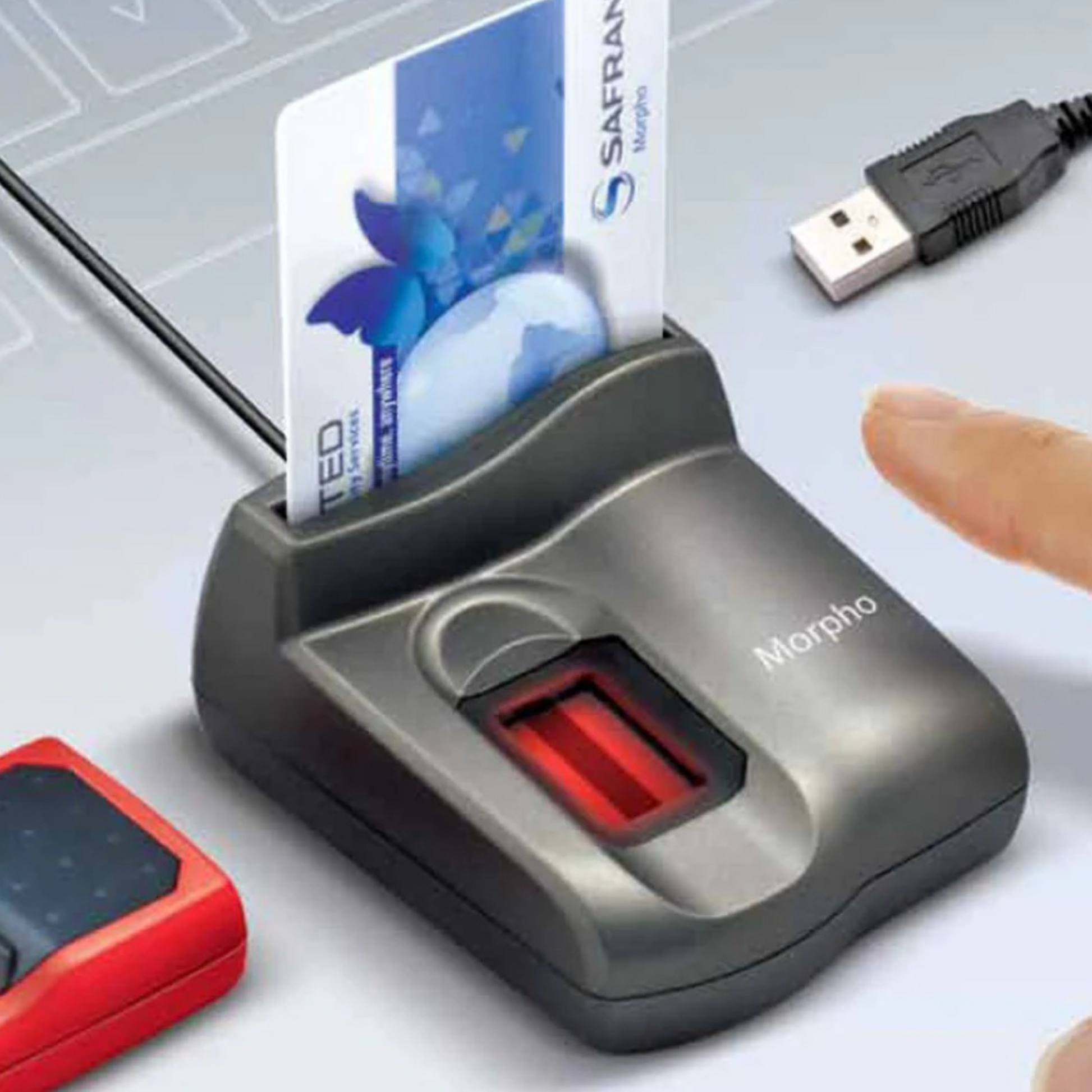 High-resolution image of the Idemia MSO 1350 Fingerprint Reader.