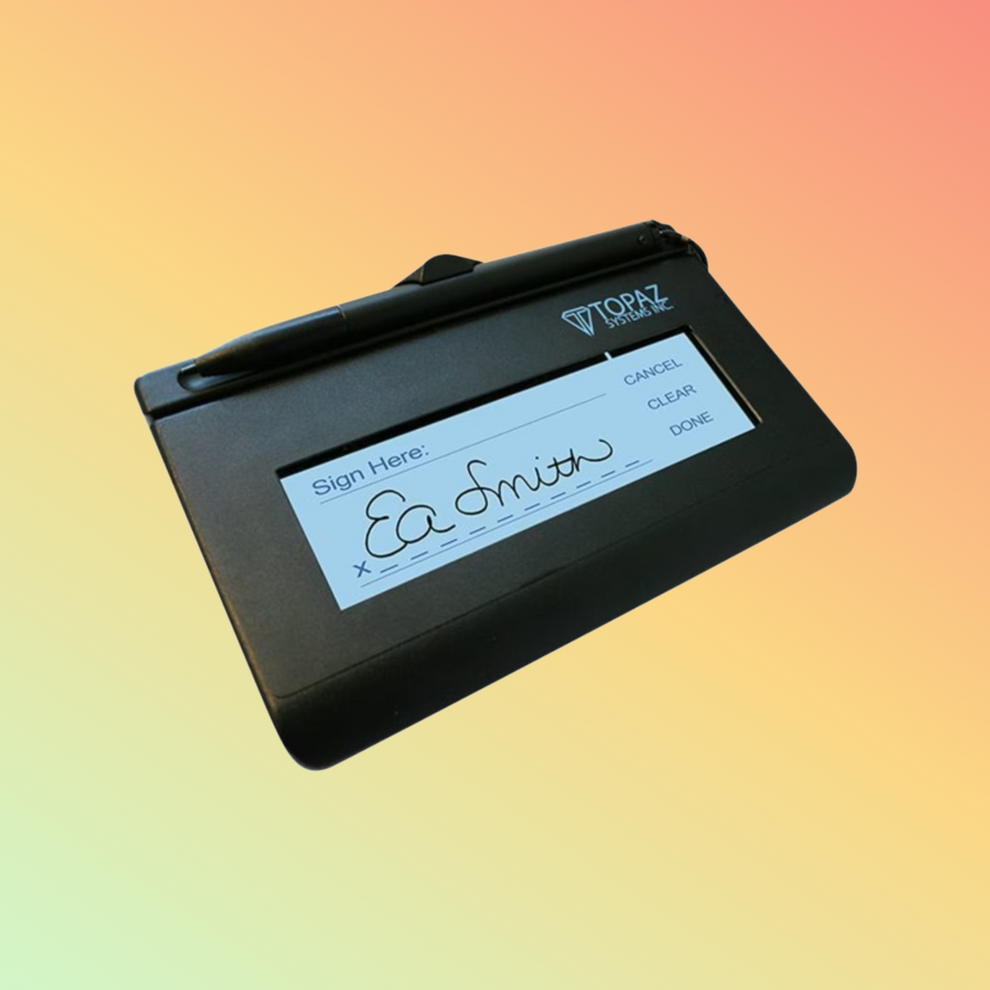 High-resolution image of the Topaz SigLite 1x5 BT Signature Pad.