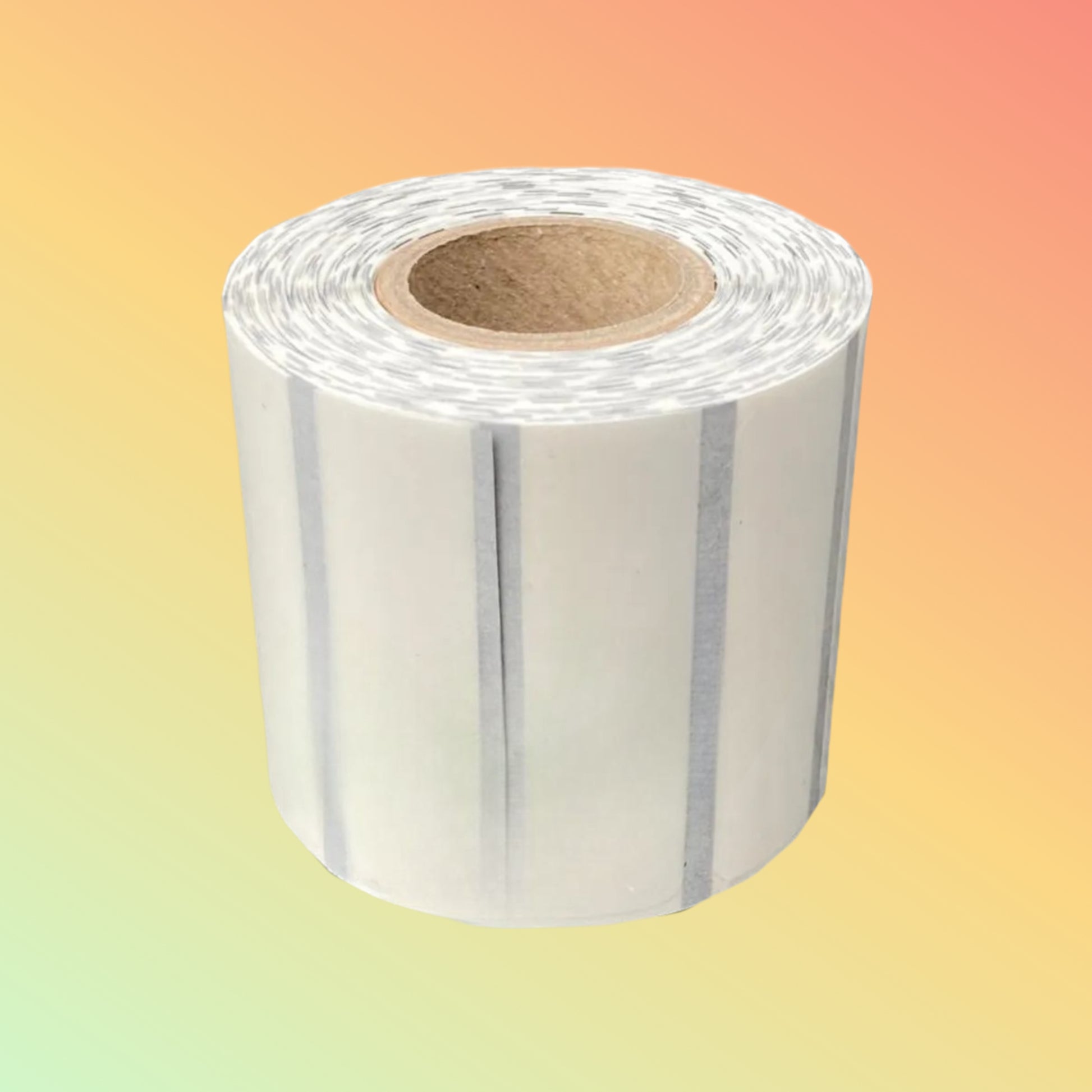 Roll of clear thermal transfer labels 102mm x 50mm with sensor marks and dimensions