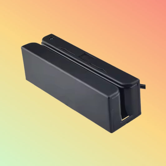 Compact MSR100 magnetic stripe card reader in black with USB cable