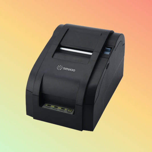 "Front view of SLK-D30 POS Printer highlighting compact design."