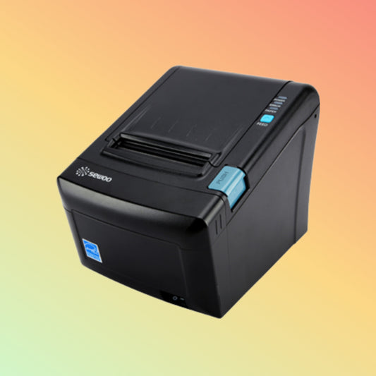 "Front view of Sewoo SLK-TL122 POS Printer showcasing its compact design."