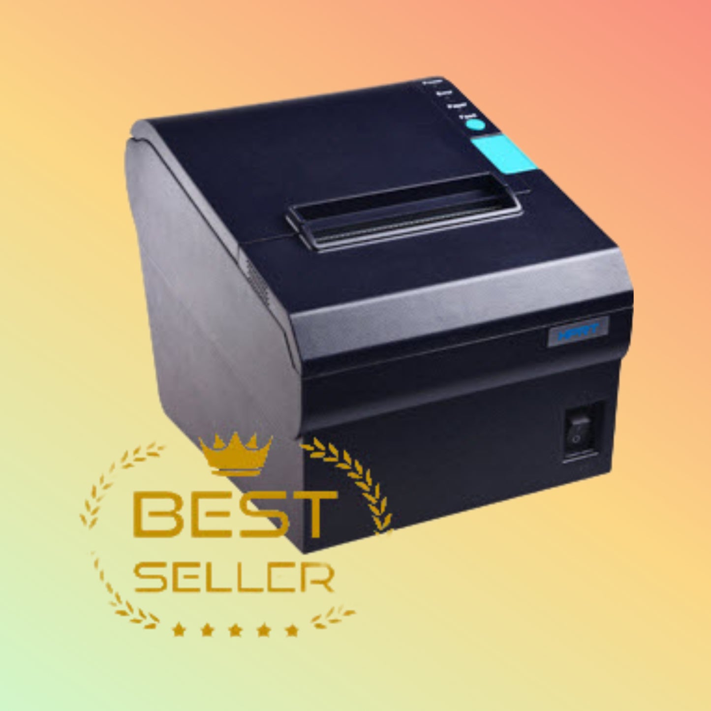 "Front view of HPRT TP805 Thermal Receipt Printer showcasing its sleek design."