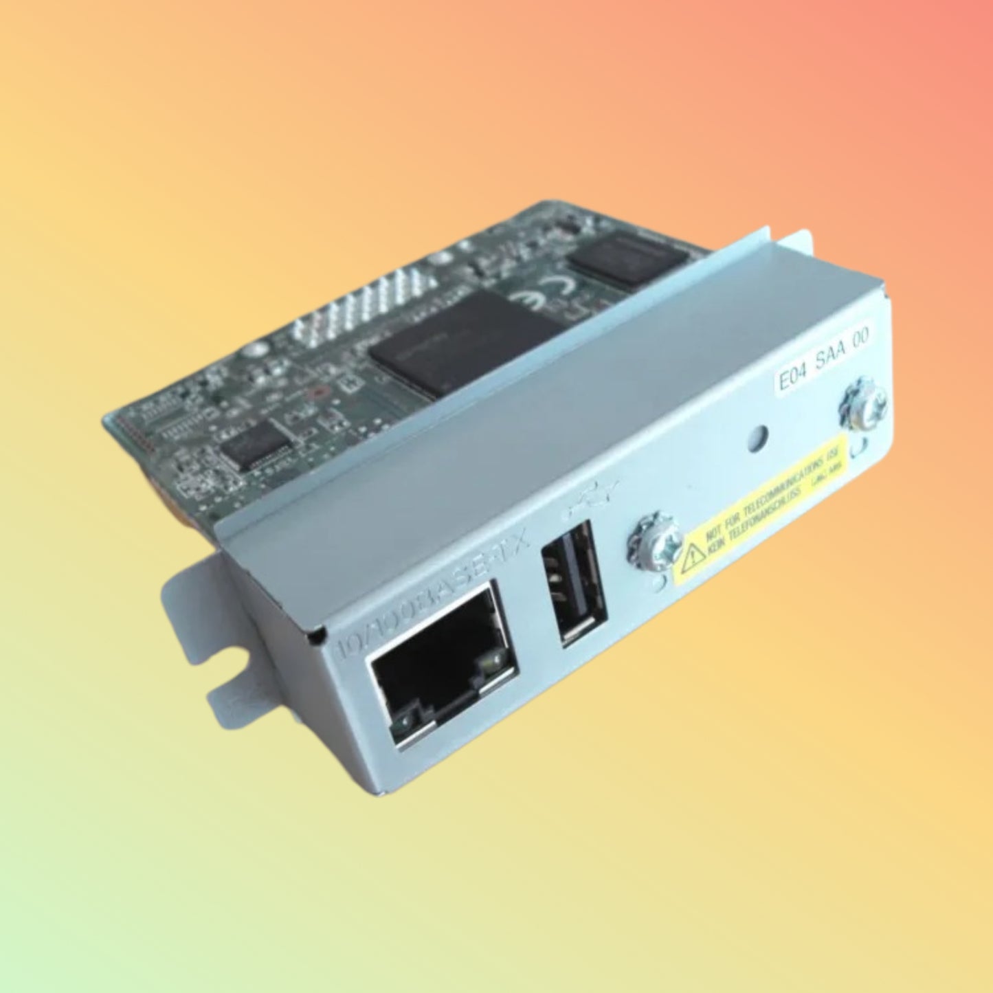 Close-up of the Epson UB-E04 Ethernet Interface Board with RJ-45 Port