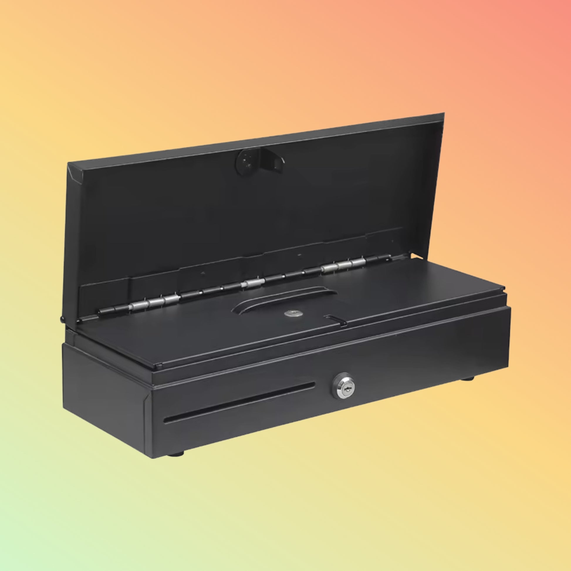 "Secure 2 position lock mechanism on the NEOPOS NP-R170 Flip Top Cash Drawer."