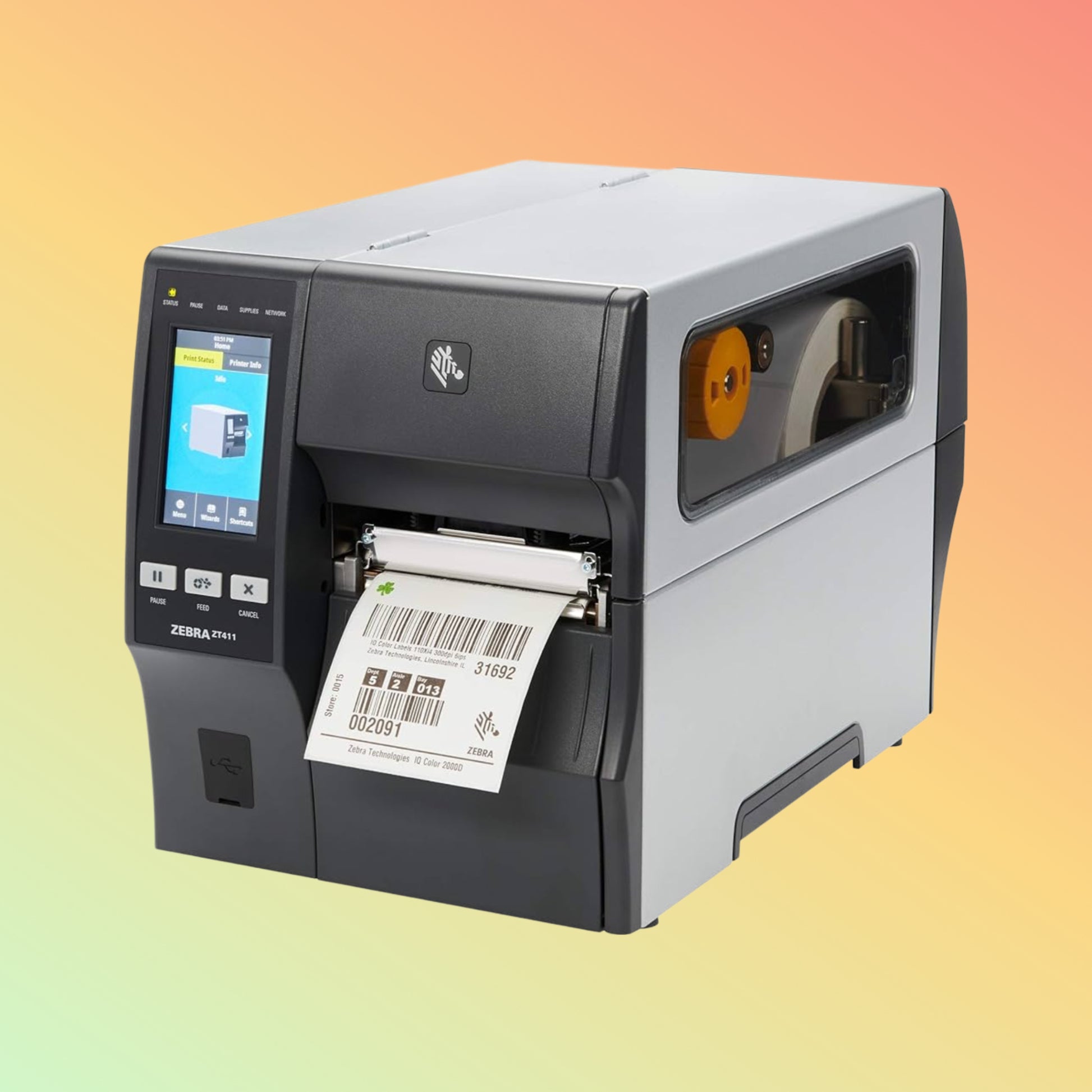 "Close-up of Zebra ZT231 Thermal Transfer Printer in Action"