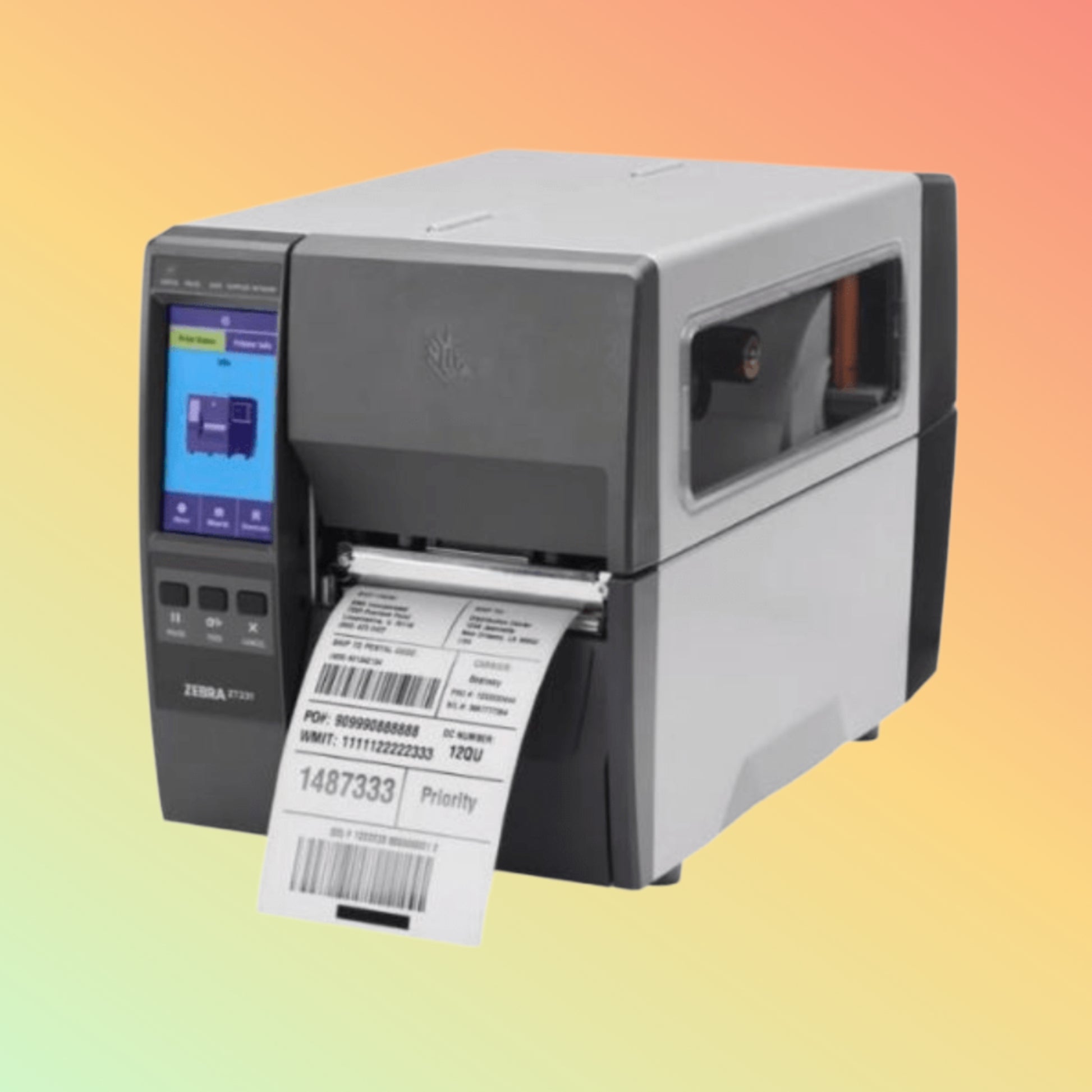 "Zebra ZT231 Printer Showing USB, Ethernet, and Bluetooth Ports"