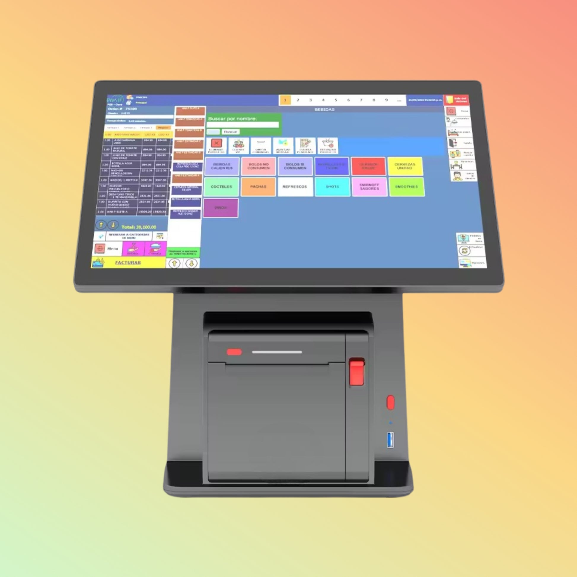 NEOPOS SGT-D20 POS System displaying interface options including HDMI, VGA, and USB