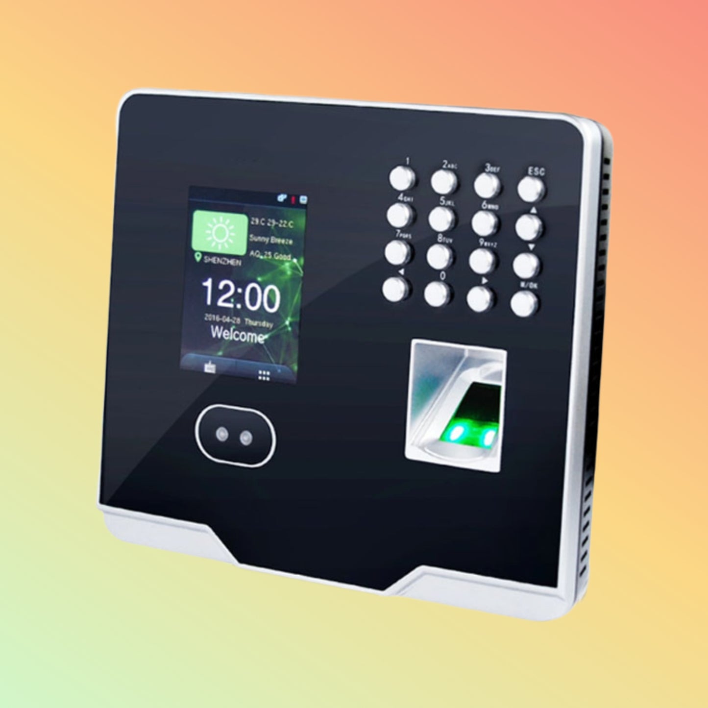 Front view of FA210 with fingerprint and card reader