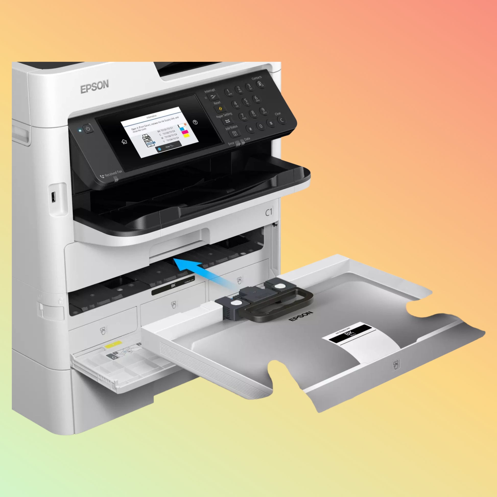 Epson WorkForce Pro WF-C579RDWF multi-function printer showcasing duplex scanning and eco-friendly design, perfect for business environments.
