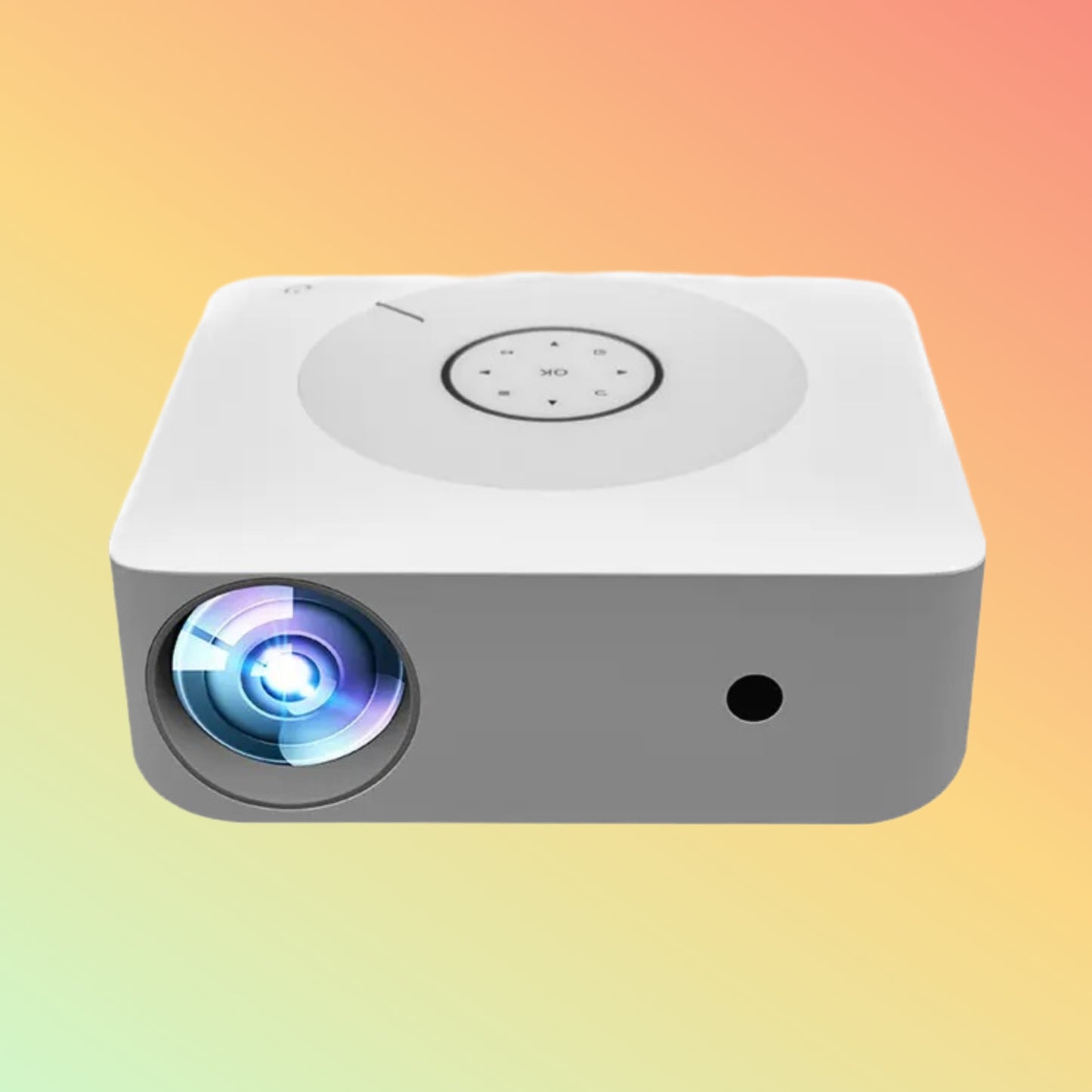 YABER XS01 1080P Projector displaying vibrant visuals in a home theater setup.