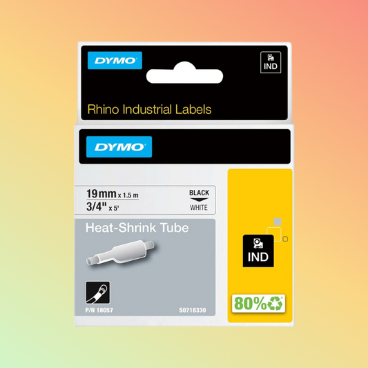 Dymo Rhino 9mm Heat Shrink Tube 18053 Black on White