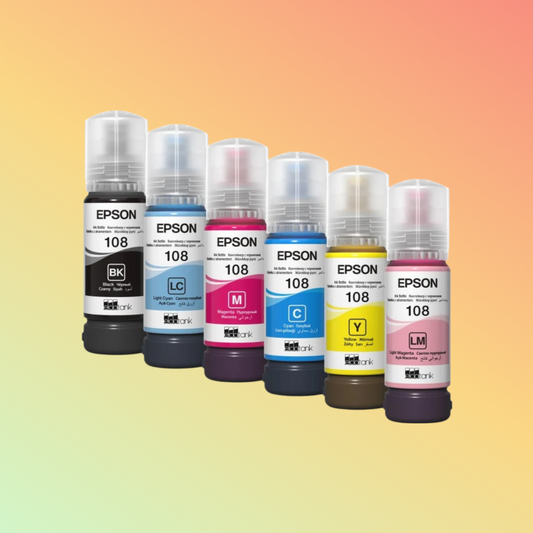 مجموعة أحبار Epson EcoTank 108 بستة ألوان لطابعات Epson L18050 L8050