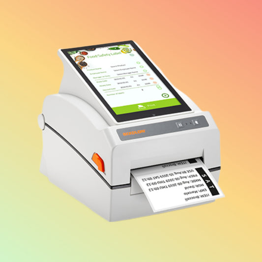 “Bixolon XQ-840 Android Tablet Embedded 4-inch Direct Thermal Label Printer with an 8-inch multi-touch screen for flexible, mobile label printing.”